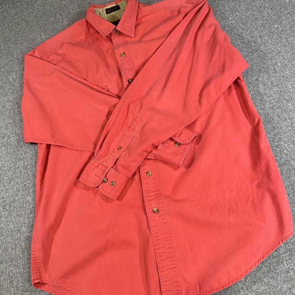 Eddie Bauer Rufus Twill Button Shirt Mens‎ M Red Outdoor Cotton Workwear VTG